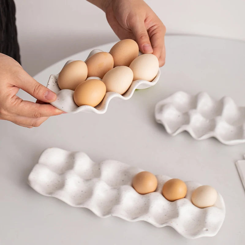 White Ceramic Egg Tray - image 3