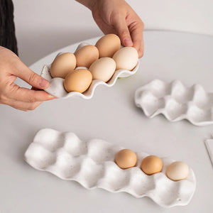 White Ceramic Egg Tray - thumbnail 3