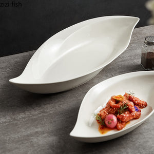 Irregular Shape Ceramic Dinner Plate Cooking Dish Vegetable Plates Creative Restaurant Solid Color Tableware Snack Desserts Tray