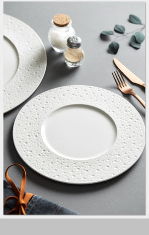 Pure White Ceramic Steak Plate Western Food Plate Household Pasta Flat Plate Commercial Restaurant Hotel Placing Tableware