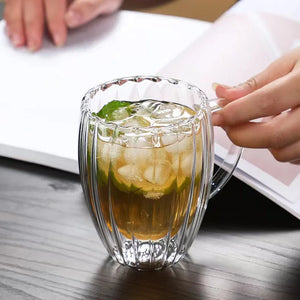 Striped Double-Wall Glass Coffee Cup - thumbnail 3