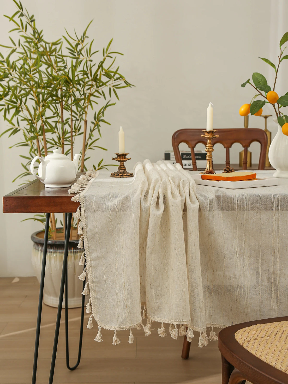 Cotton-Linen Tassel Tablecloth - image 4