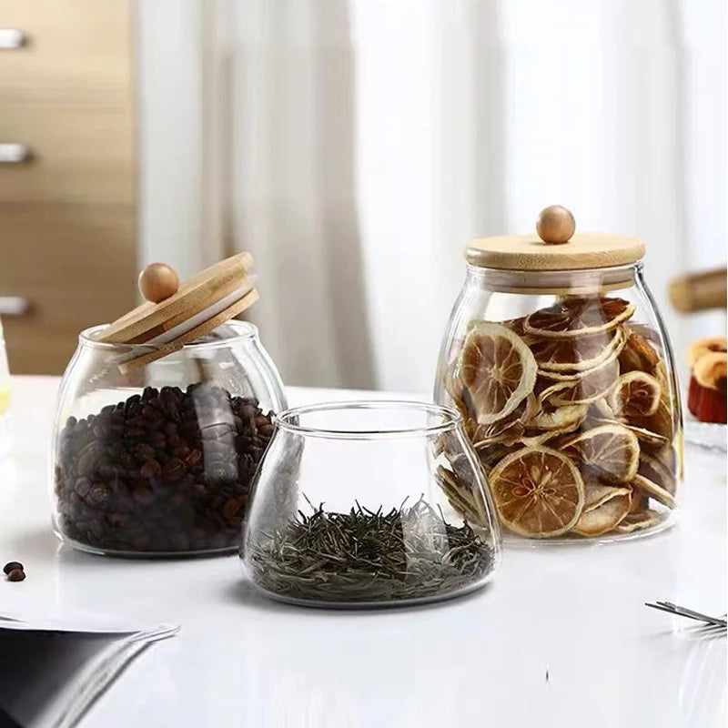 Round Glass Storage Jar with Cork Lid - image 1