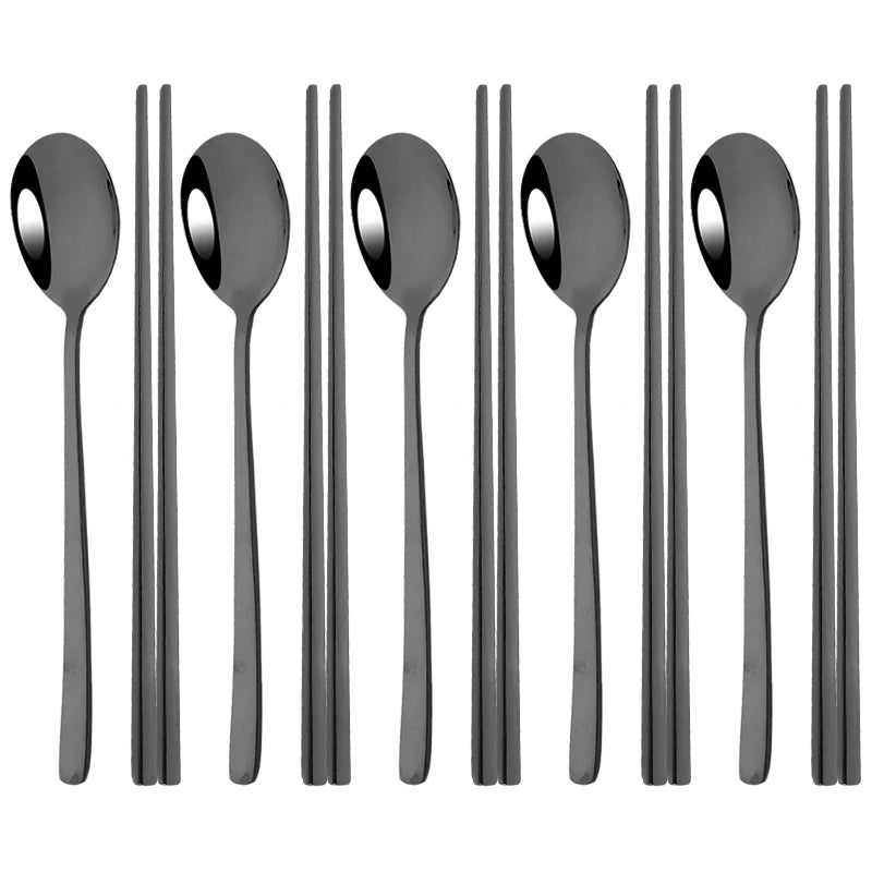 Korean-Style Stainless Steel Chopstick & Spoon Set - image 15