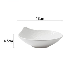 White Ceramic Salad Bowl: Light Luxury Dessert Bowl, Japanese Tableware Fruit Plate, High-End Soup Noodle Bowl, Large Bowl