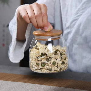 Round Glass Storage Jar with Cork Lid - thumbnail 2