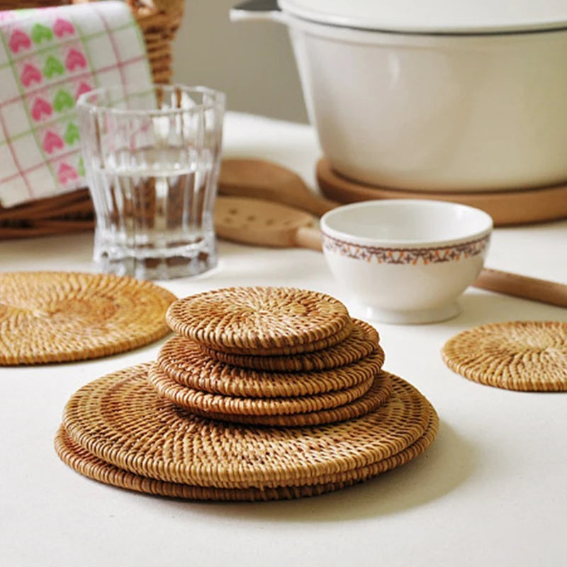 Hand-Woven Rattan Coaster & Trivet - image 6