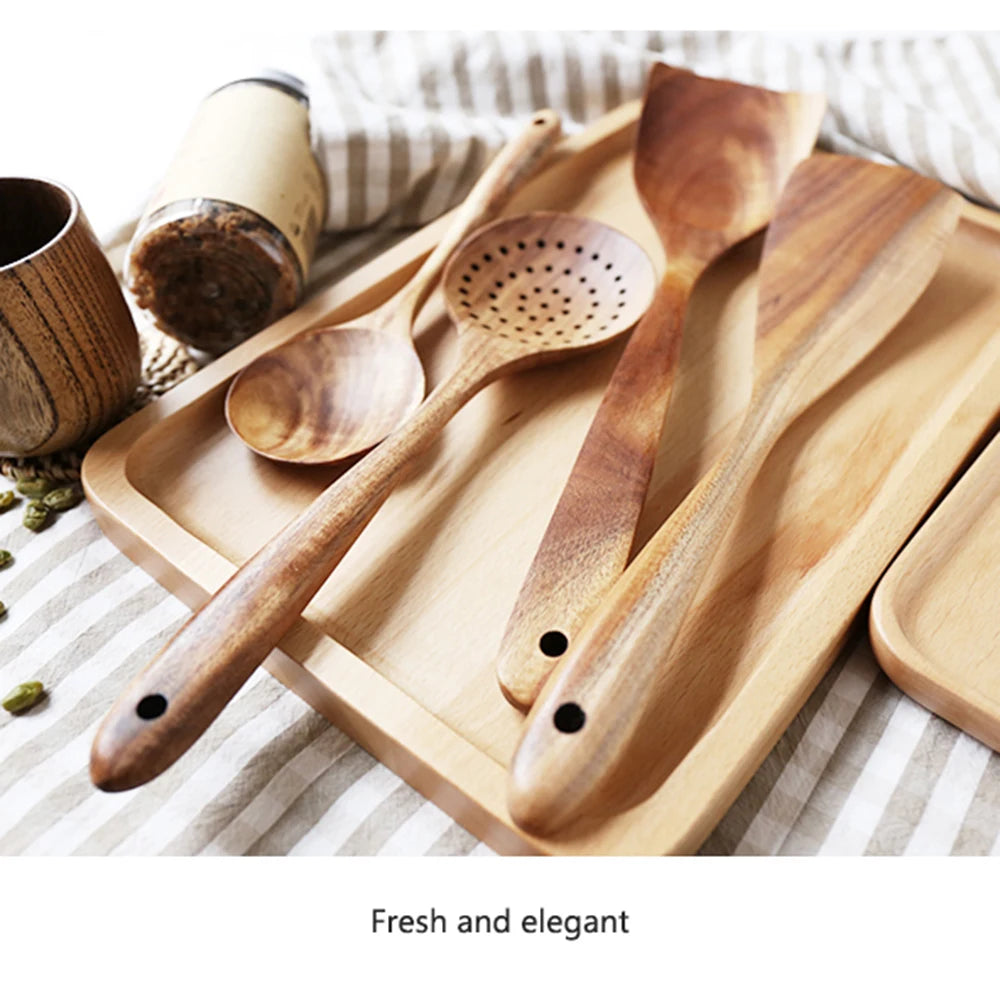 7-Piece Teak Wood Kitchen Utensil Set - image 3