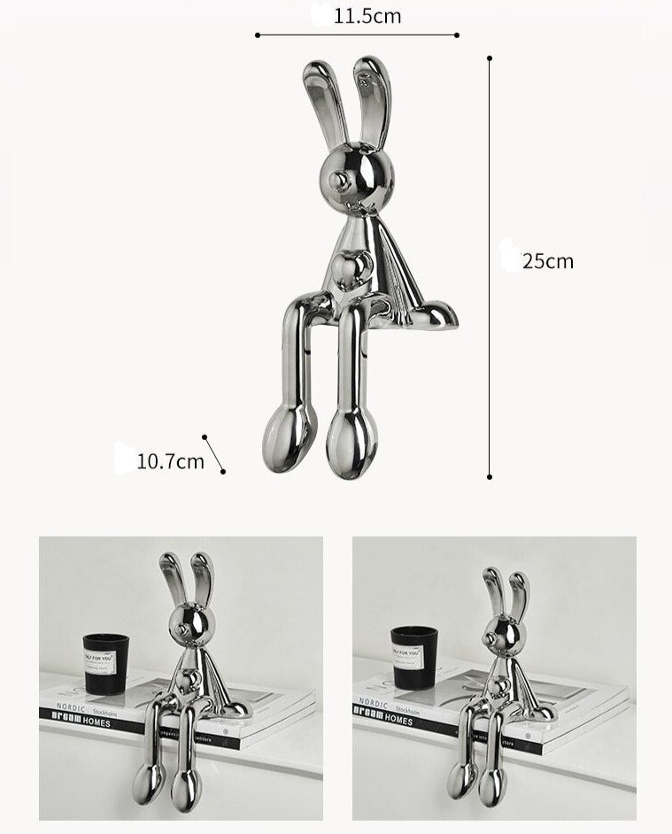 Modern Home Decor Creative Electroplating Rabbit Ceramic Figurines Miniatures Living Room Decoration Office Desk Decoration