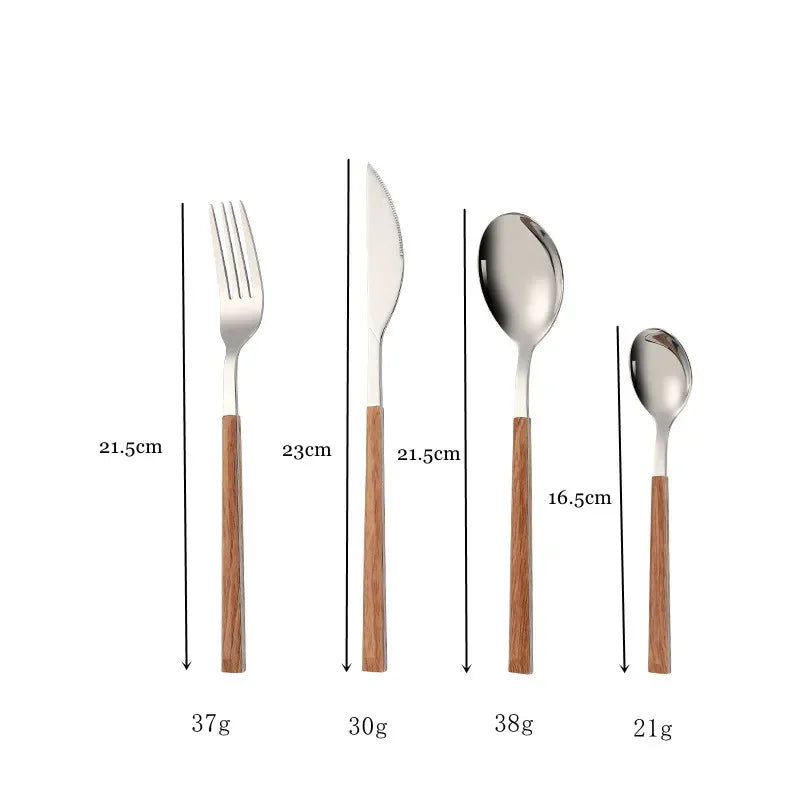 16-Piece Flatware Set with Faux-Wood Handles - image 2