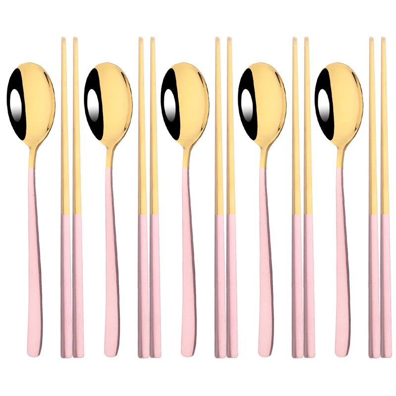 Korean-Style Stainless Steel Chopstick & Spoon Set - image 17