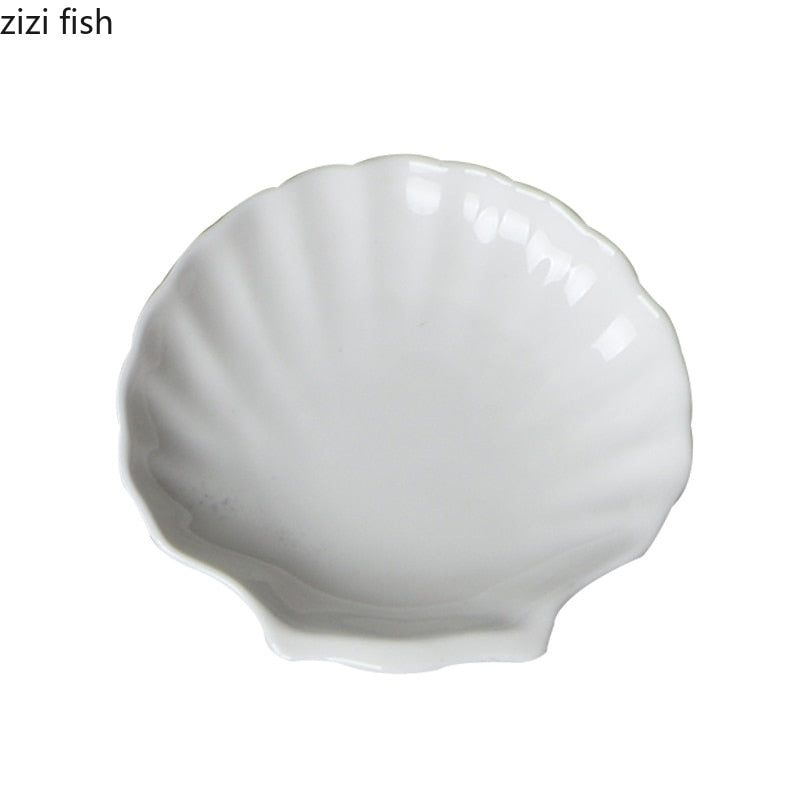 Creative Shell Shaped Ceramic Dinner Dish Household Tableware Snack Dessert Tray Hotel Restaurant Creative Tableware Pasta Plate
