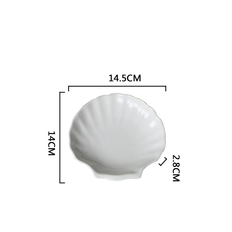 Creative Shell Shaped Ceramic Dinner Dish Household Tableware Snack Dessert Tray Hotel Restaurant Creative Tableware Pasta Plate