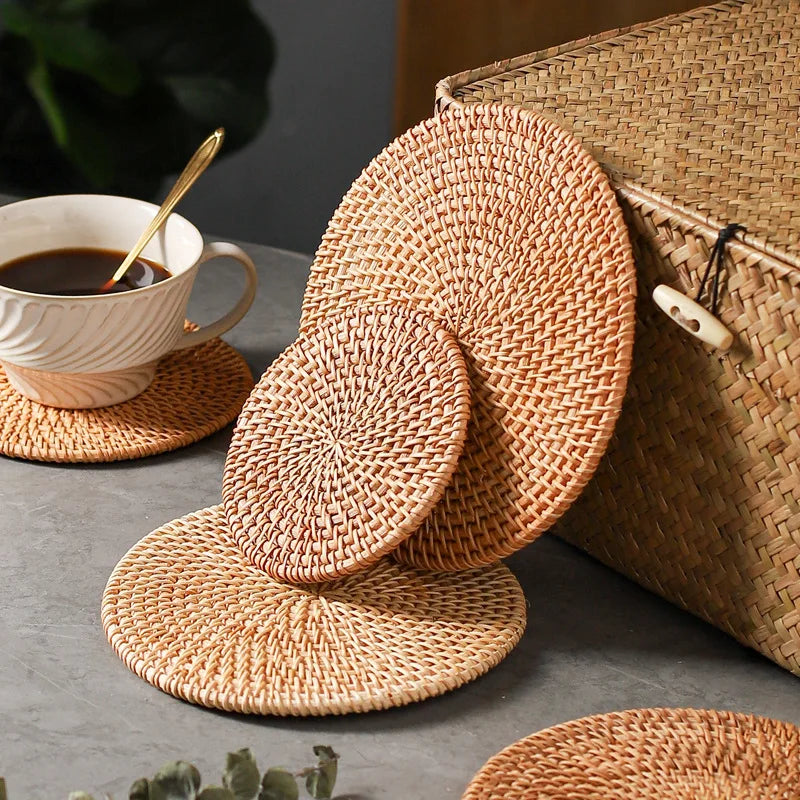 Hand-Woven Rattan Coaster & Trivet - image 4