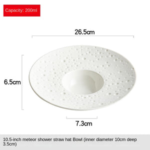 White creative home hotel tableware straw hat plate western food pasta plate soup plate home deep plate