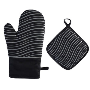 Heat Resistant Pot Holders Oven Mitts, Non-Slip Anti Scalding Cotton Glove for Kitchen Cooking Baking