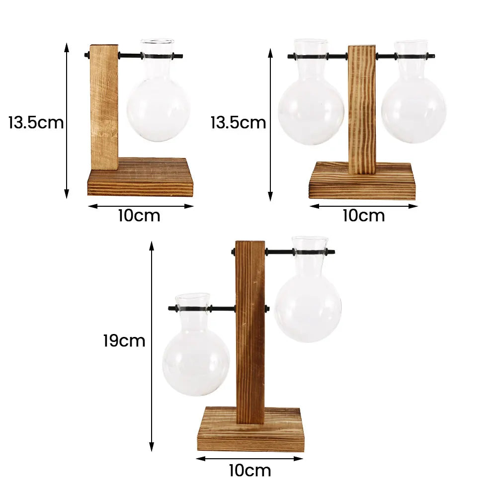 Glass Bulb Vase with Wooden Stand - image 6