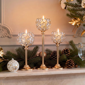 Gold & Silver Metal Tealight Holder with Glass Cups - thumbnail 2