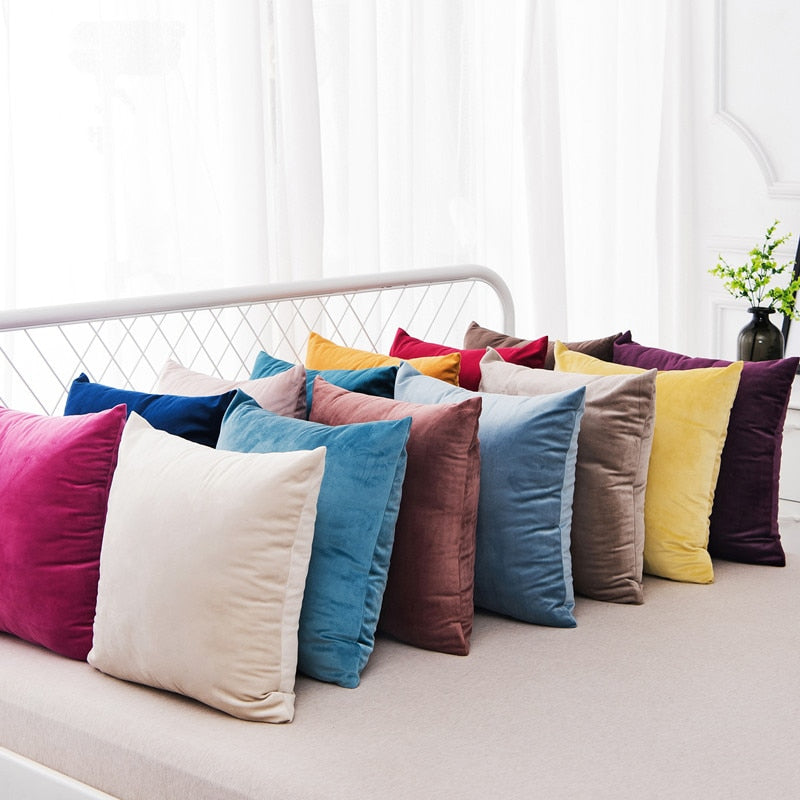 Solid Color Velvet Cushion Cover: Throw Pillow Case for Sofa, Car, Home Decorative Pillow Cover