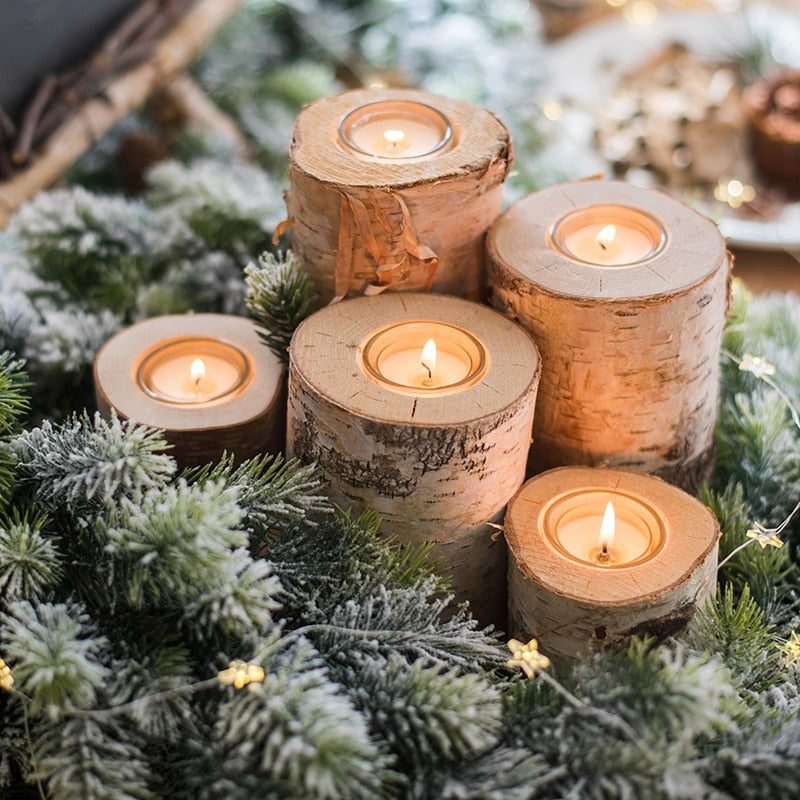 Rustic Wood Candlestick Succulent Tray: Creative Table Decoration for Wedding & Holiday Décor