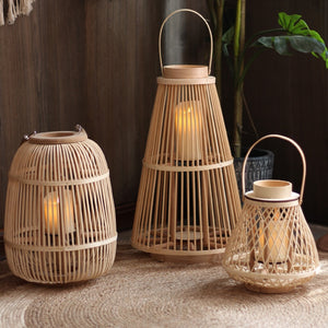 Bamboo Candlestick Outdoor Garden Lantern Decoration Candle Holder Floor Ornament Household Supplies