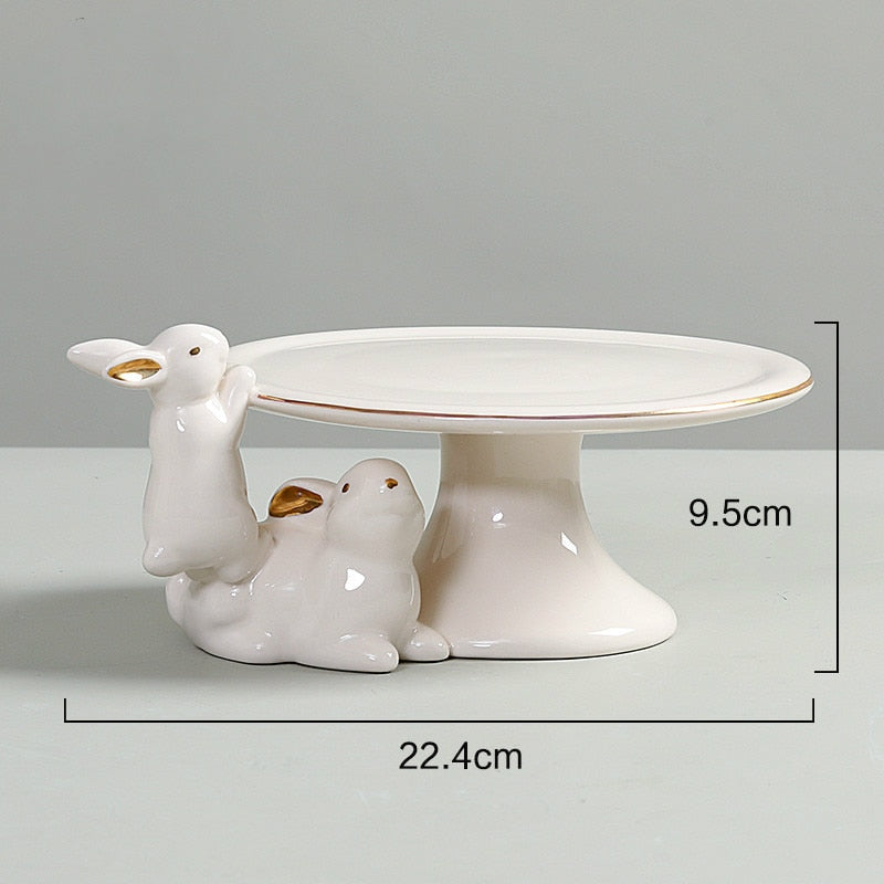 White Rabbit Ceramic Tableware: Fruit Plates, Storage Tray, Snack Dessert Ceramic Plate