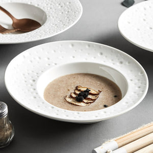 White Special Creative Hotel Tableware Set: Straw Hat Plate, High-End Western Food Pasta Plate, Soup Plate, Deep Plate