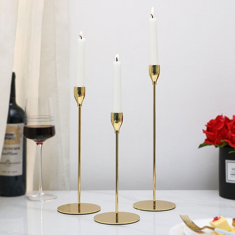 Luxury Metal Candle Holders Candlestick Fashion Wedding Table Candle Stand Exquisite Candlestick Christmas Table Home Decor