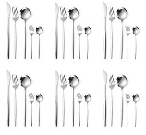 30pcs/6sets Stainless Steel Cutlery Set For Kitchen Dinnerware Knife Fork Spoon Set Travel Cutlery Set Tableware Set Of Dishes