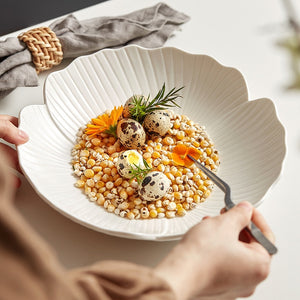 Large Soup Plate: Home Deepening Vegetable Plate, High-Quality Creative White Tableware Ceramic, Salad Bowl