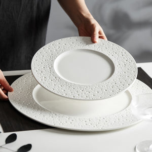 Pure White Ceramic Steak Plate Western Food Plate Household Pasta Flat Plate Commercial Restaurant Hotel Placing Tableware