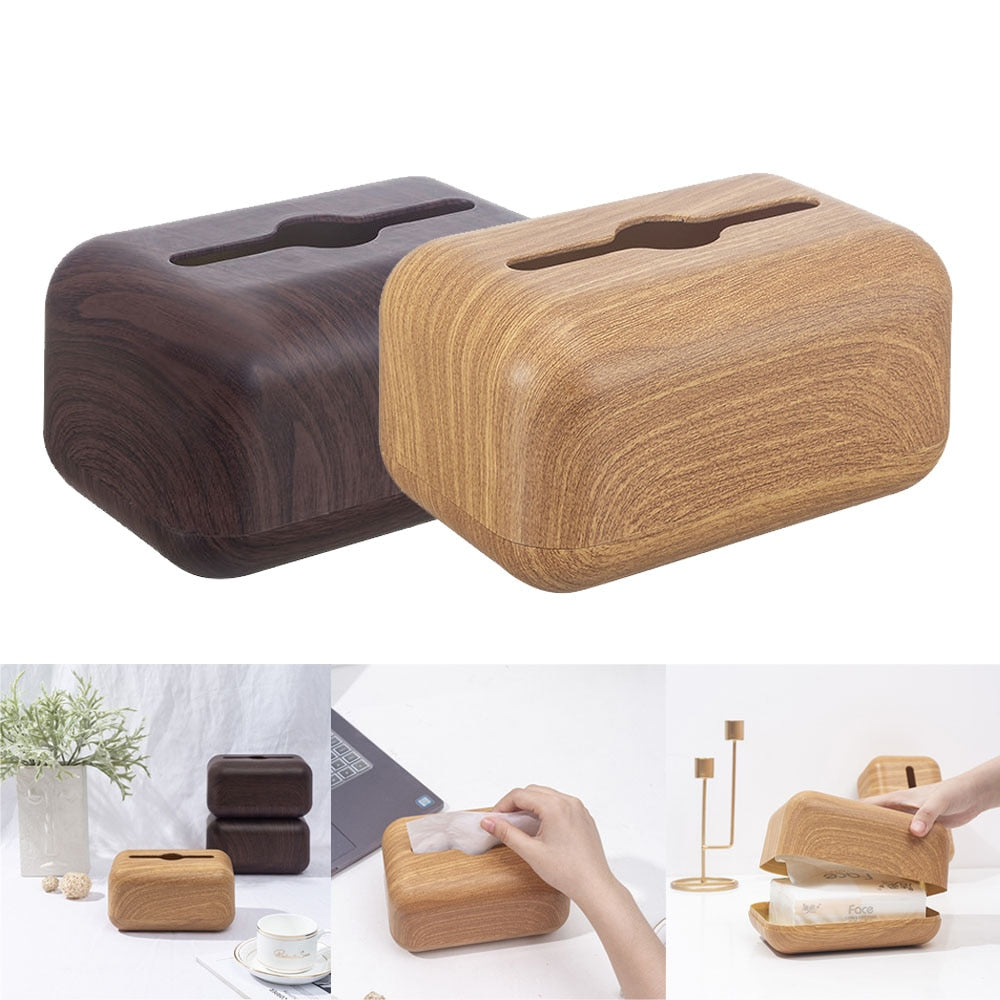 Japanese Tissue Box Napkin Storage Holder Wooden Cover ABS