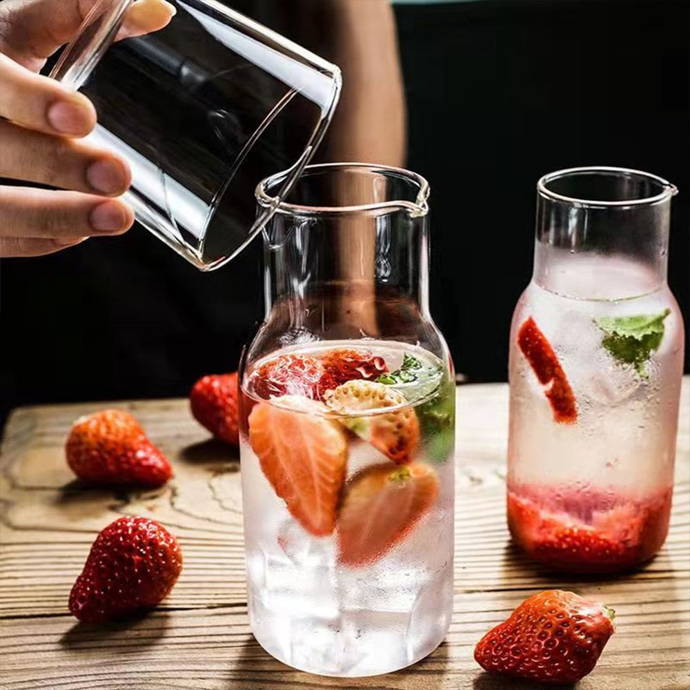 Transparent Water Carafe With Lid Glass Cold Hot Water Bottle Simple Drinking Juice Cup Teacup Pitcher Heat-Resistant Tea Mug