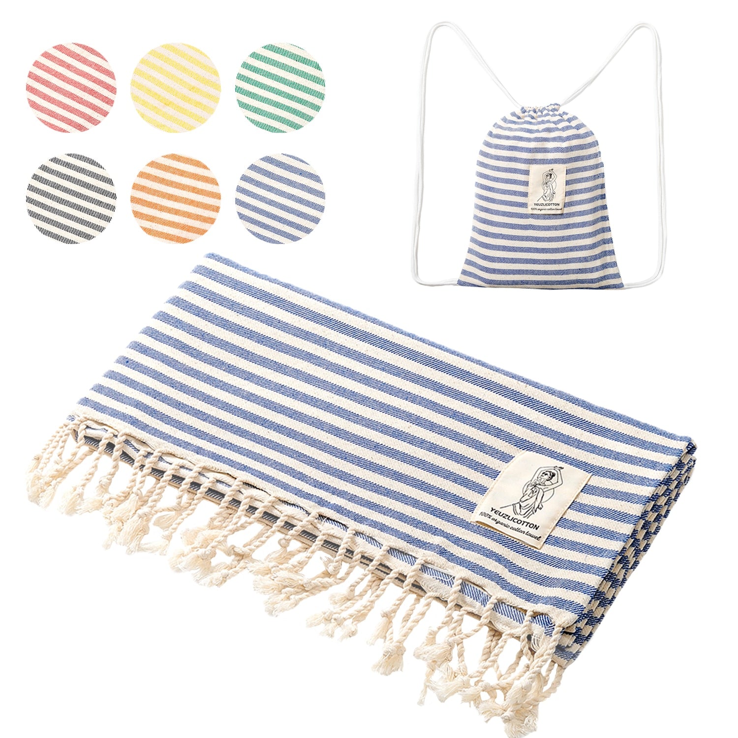 Luxury Striped Tassel Bath Towel: 100% Cotton | Sauna Spa | Home Travel | Beach